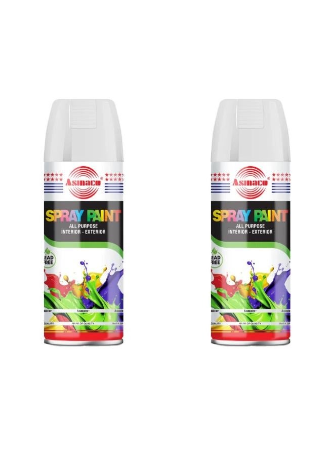 Asmaco Spray Paint - White - 400 Ml - Set of 02