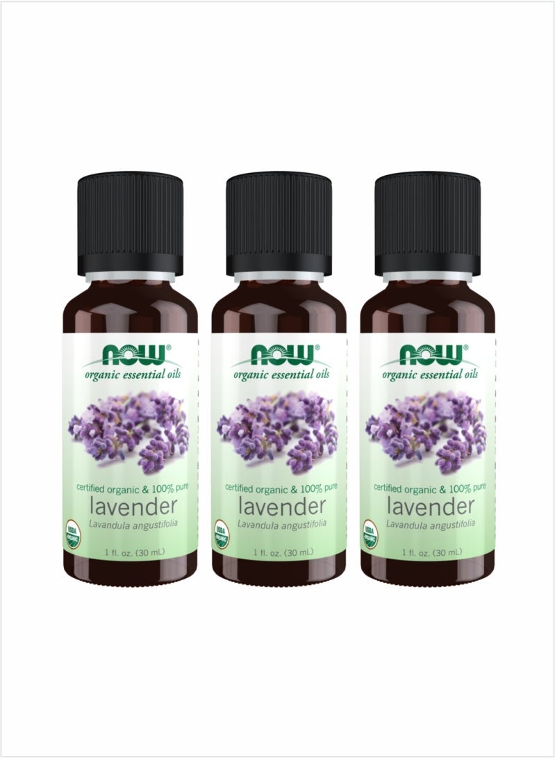 NOW Lavender Essential Oil - Pure Organic Calming Scent, 30ml (Pack of 3)