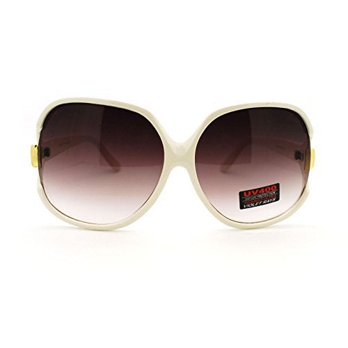 SA106 Womens Extra Oversized Round Designer Fashion Exposed Lens Butterfly Sunglasses White - Image 2