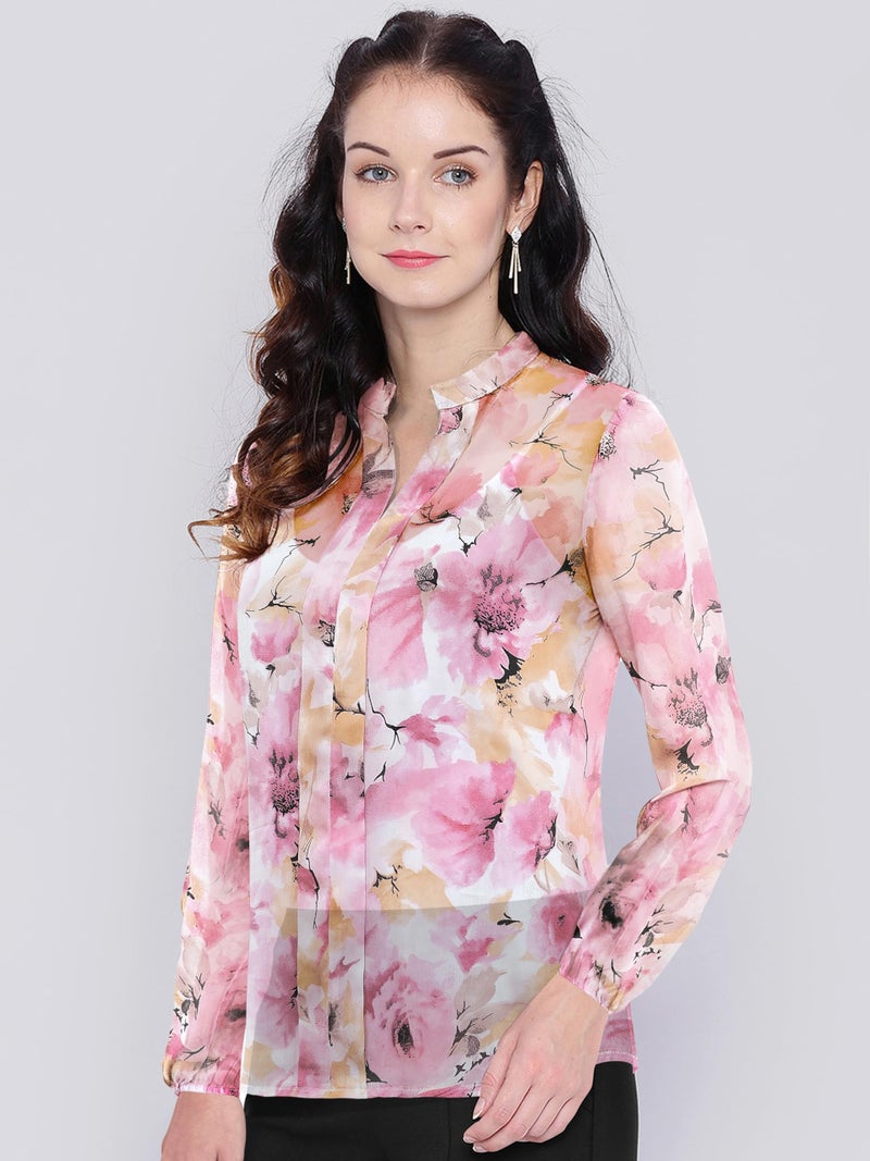 Toochki Women's Georgette Floral Straight Western Top | Winter Tops | Western | Latest Woman Tunic | Trendy - Image 3
