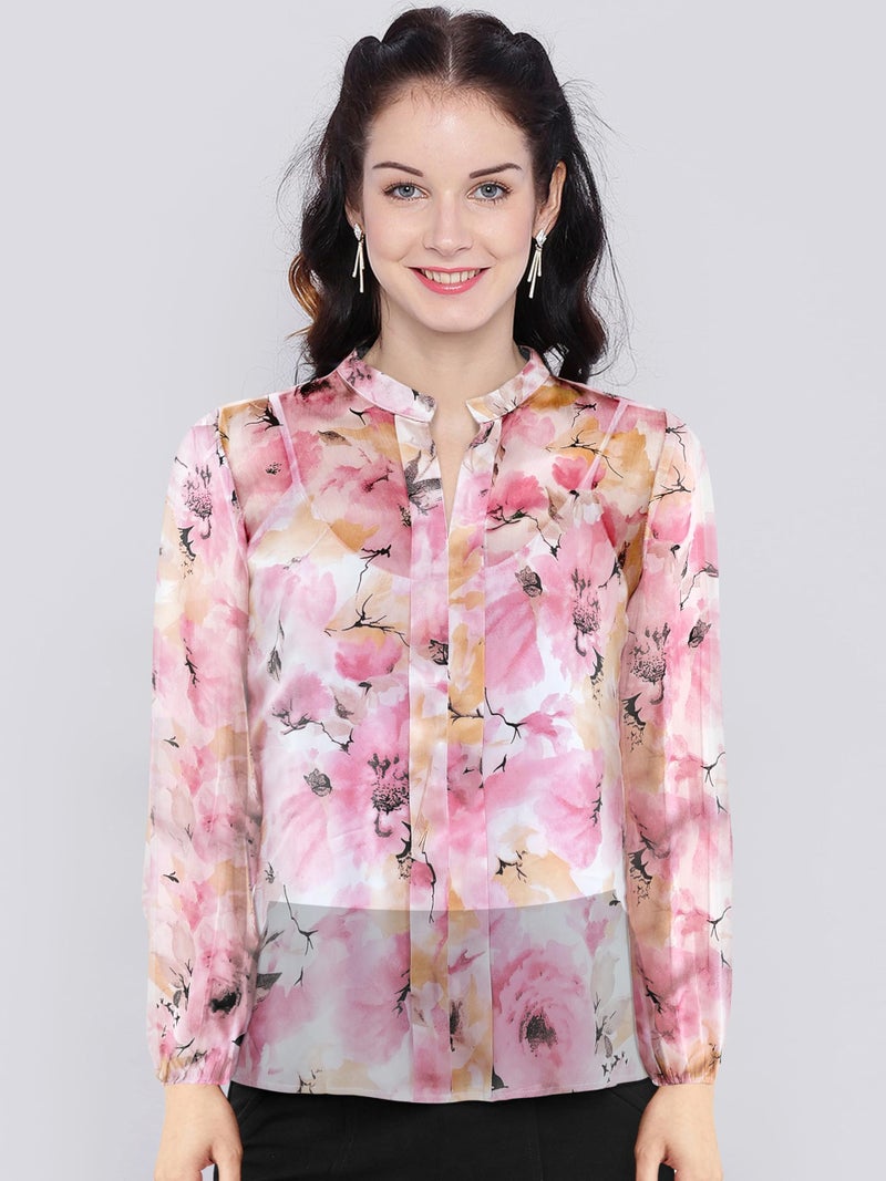 Toochki Women's Georgette Floral Straight Western Top | Winter Tops | Western | Latest Woman Tunic | Trendy - Image 4