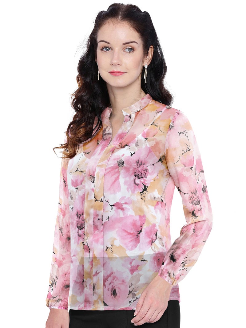 Toochki Women's Georgette Floral Straight Western Top | Winter Tops | Western | Latest Woman Tunic | Trendy - Image 1