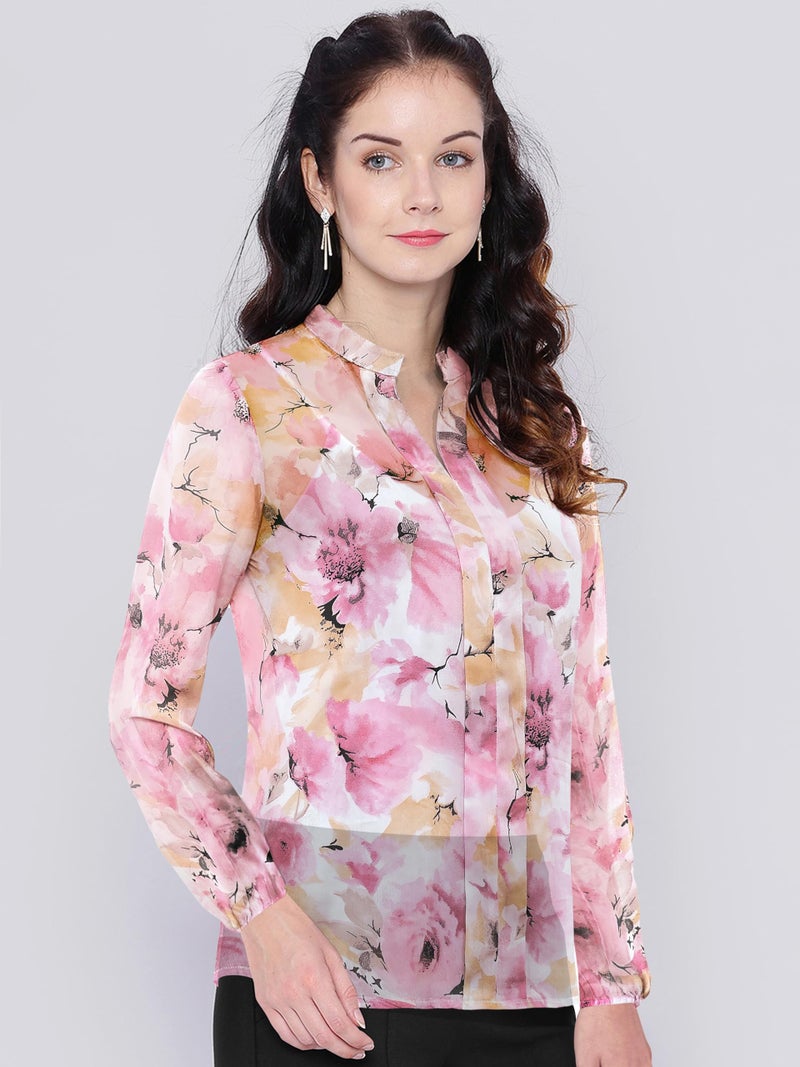 Toochki Women's Georgette Floral Straight Western Top | Winter Tops | Western | Latest Woman Tunic | Trendy - Image 2