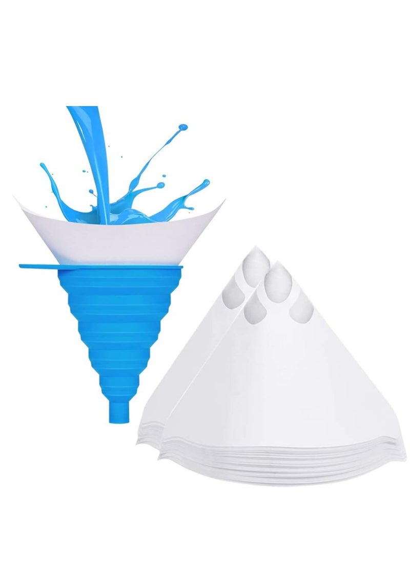 Oasisgalore 200-Pack Cone Paper Paint Filters with 1 Silicone Funnel for Automotive, Crafts, Spray Guns.  - Image 1