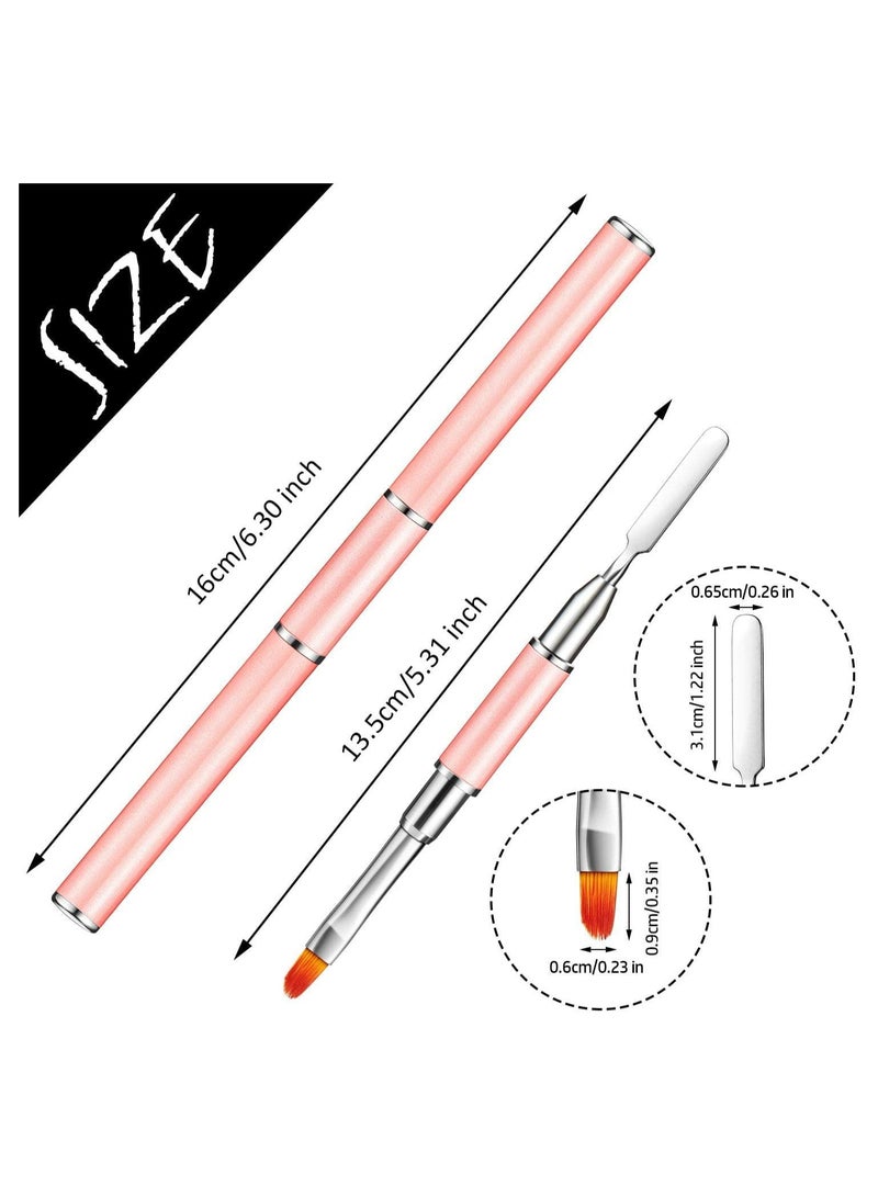 2-in-1 Dual-Ended Nail Brush and Spatula Set, 2pcs Stainless Steel Gel Nail Tools for Cuticle Removal and Nail Art Design, Perfect for Salon and DIY Use - Image 4