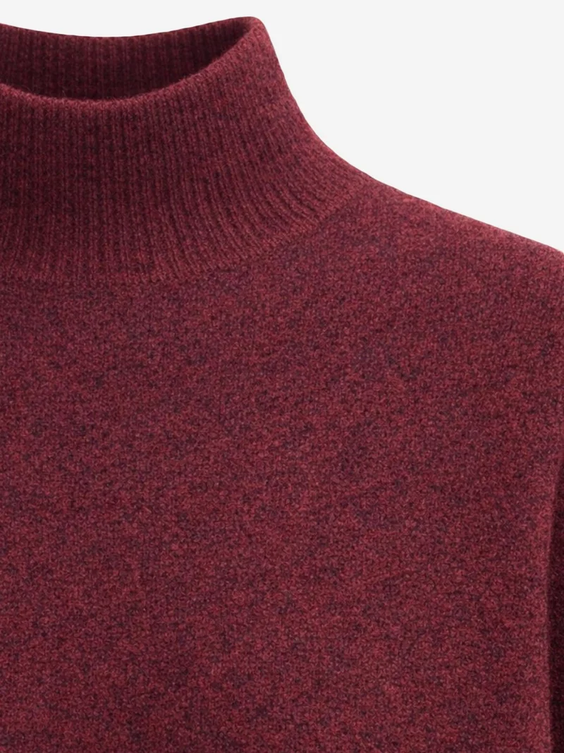 Mixray Burgundy Red MIXRAY Oversized Ribbed Turtleneck Sweater for Women | Best Price UAE