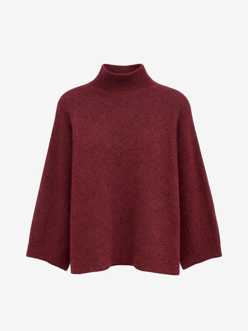 MIXRAY Oversized Ribbed Turtleneck Sweater