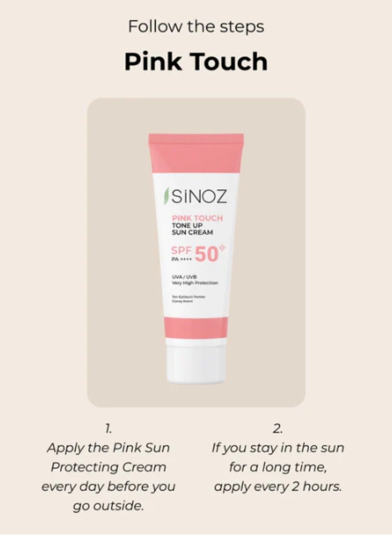 Sinoz Pink Touch SPF 50 - Pink Facial Sunscreen for Brightening and Even Skin Tone 50ml - Image 2
