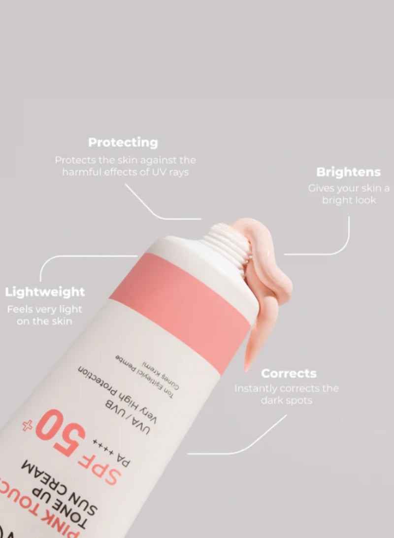 Sinoz Pink Touch SPF 50 - Pink Facial Sunscreen for Brightening and Even Skin Tone 50ml - Image 3