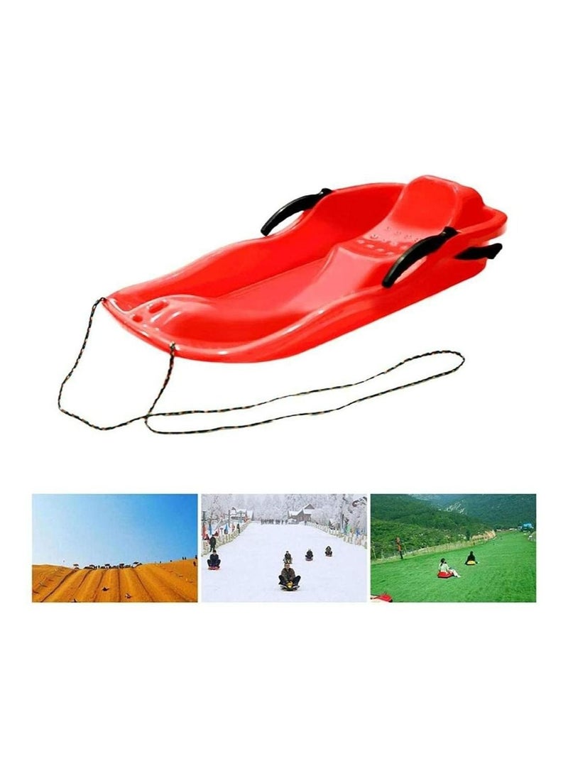 RollsTimi  Outdoor Sports Plastic Skiing Boards Sled Luge Snow Grass Sand Board Ski And Snowboard With Rope,Red  - Image 2