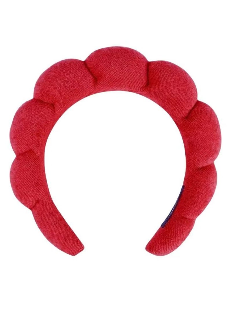 Generic Spa Headband For Washing Face Sponge Make Up Skincare Headband Bubble Hairband -red  - Image 3