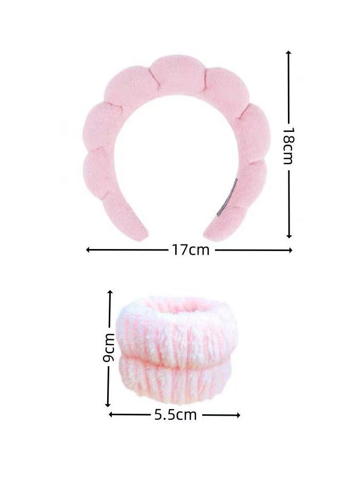 Generic Spa Headband For Washing Face Sponge Make Up Skincare Headband Bubble Hairband -red  - Image 4