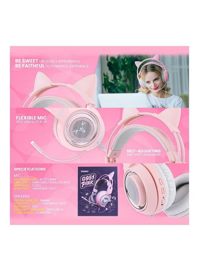 Somic Over-Ear Gaming Headphones With Mic - Xbox One Pink/Grey - Image 4