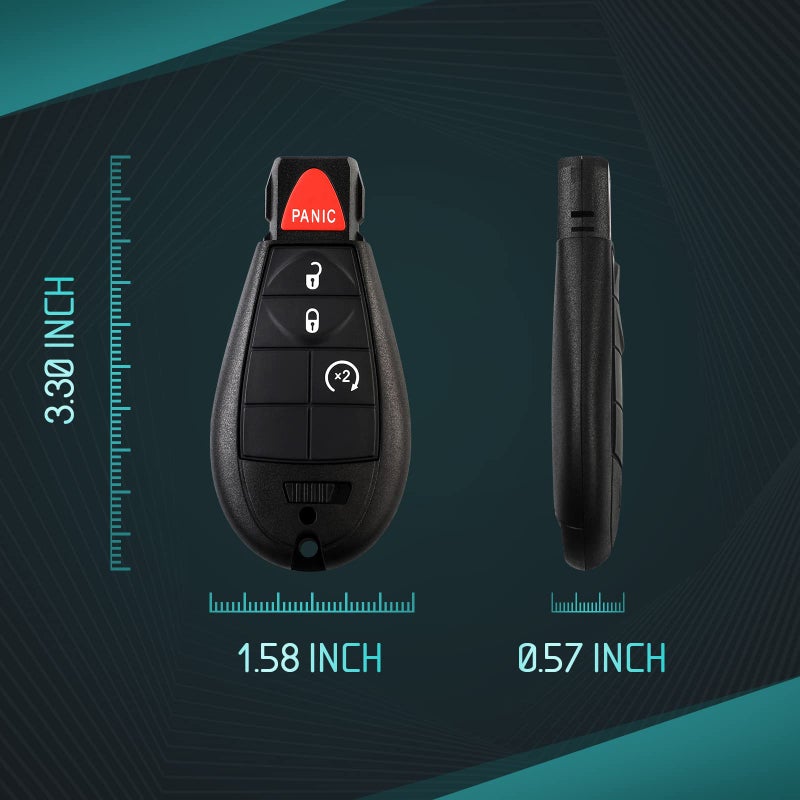 HelloAuto Key Fob for 08-12 Dodge Ram 1500 2500 3500, Fits Dodge Grand Caravan Charger Challenger Durango Remote Key Fob Replacement IYZ-C01C/M3N5WY783X - Image 3