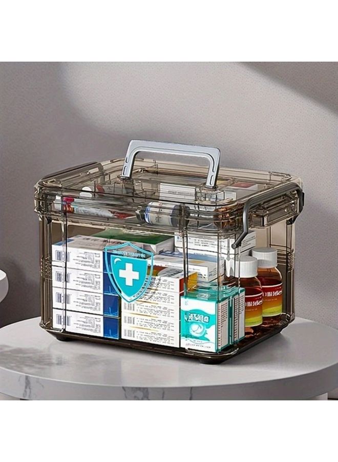 Durable Clear Plastic Medicine Storage Box With Combination Lock AF 91 1PC Portable First Aid Organizer - Image 1