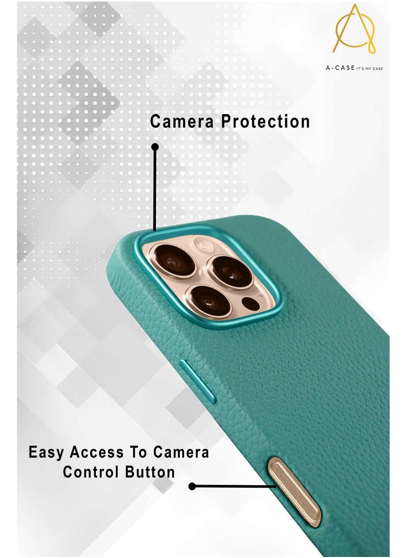 A-CASE - A-Case It's My Case AMUR Series, Genuine Leather Magnetic Case, MagSafe Compatible, Slim Fit & Camera Protection, for iPhone 16 Pro Max – Beige - Image 1