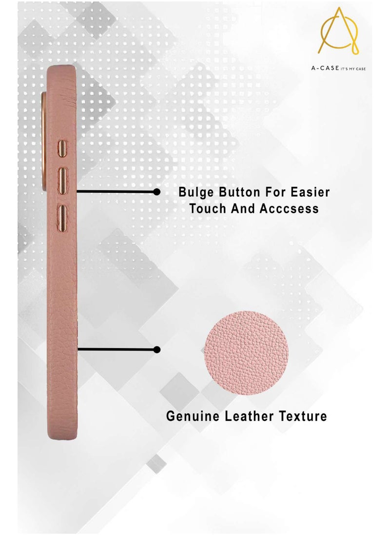 A-CASE - A-Case It's My Case AMUR Series, Genuine Leather Magnetic Case, MagSafe Compatible, Slim Fit & Camera Protection, for iPhone 16 Pro Max – Beige - Image 1