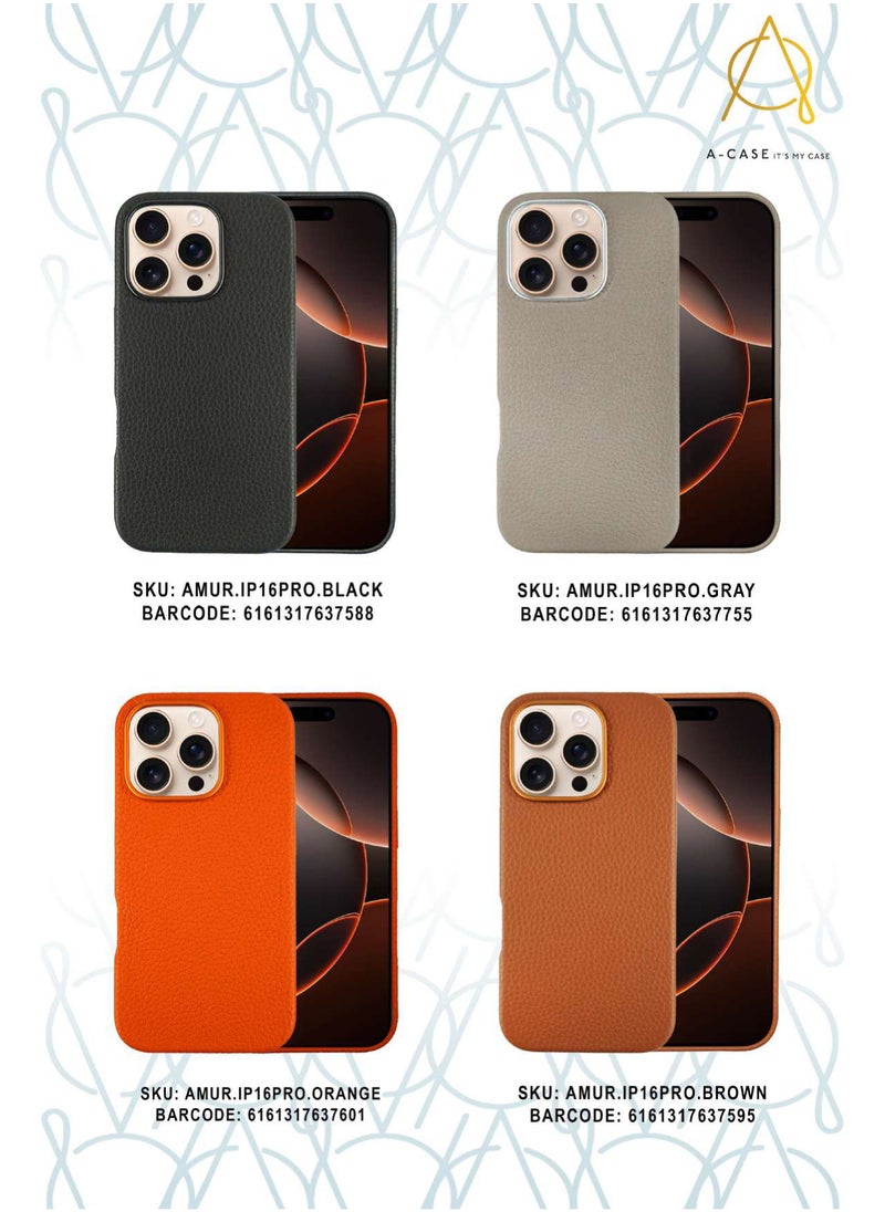 A-CASE - A-Case It's My Case AMUR Series, Genuine Leather Magnetic Case, MagSafe Compatible, Slim Fit & Camera Protection, for iPhone 16 Pro Max – Beige - Image 1