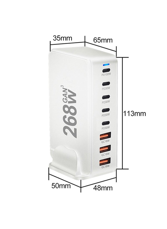 Generic - 268W 8-Port GaN Fast Charging Station – 5 USB-C PD Ports (Up to 100W) & 3 USB-A QC Ports – Simultaneous Charging for Laptops, Smartphones, Tablets, and More – Compact & Efficient Design - Image 1