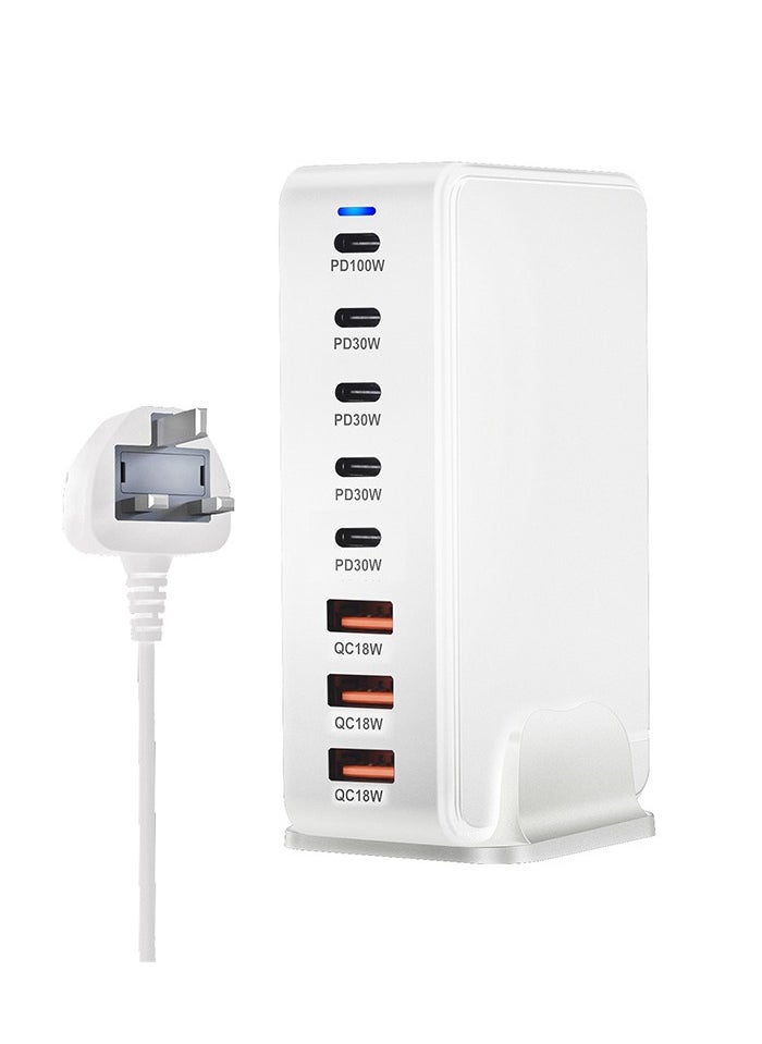 Generic - 268W 8-Port GaN Fast Charging Station – 5 USB-C PD Ports (Up to 100W) & 3 USB-A QC Ports – Simultaneous Charging for Laptops, Smartphones, Tablets, and More – Compact & Efficient Design - Image 1