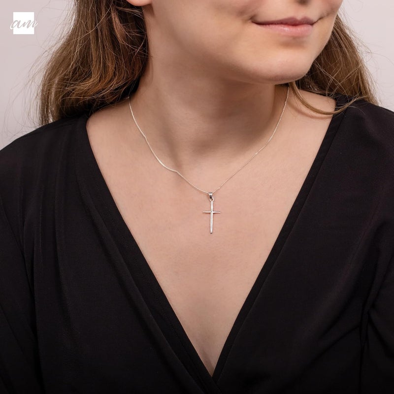 Amberta Unisex 925 Sterling Silver Cross Pendant - Image 1