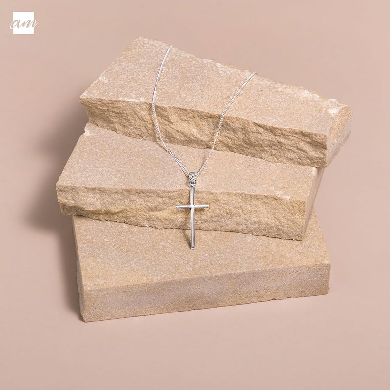Amberta Unisex 925 Sterling Silver Cross Pendant - Image 2