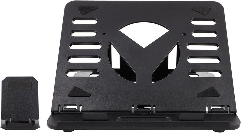 Rotary Folding Laptop Stand Portable Adjustable Riser with Cooling for Desk Use, Black Notebook Holder Suitable for Office and Travel - Image 1