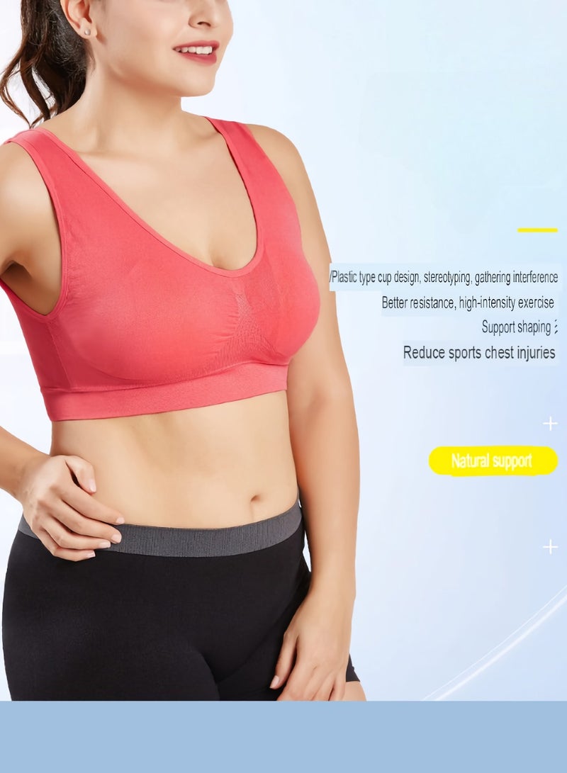 AROAQ Women Sports Bra, Fitness Sports Yoga Bra with Removable Padding,  Double-layer Seamless  Sports Bra without Rims, Comfortable Soft Bra for Workouts Running Yoga Trainings, (Size XXL, Rose Red)  - Image 2