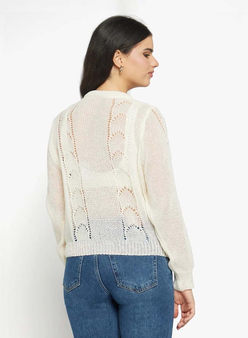 جينجر كنزة محبوكة بنقوش بارزة