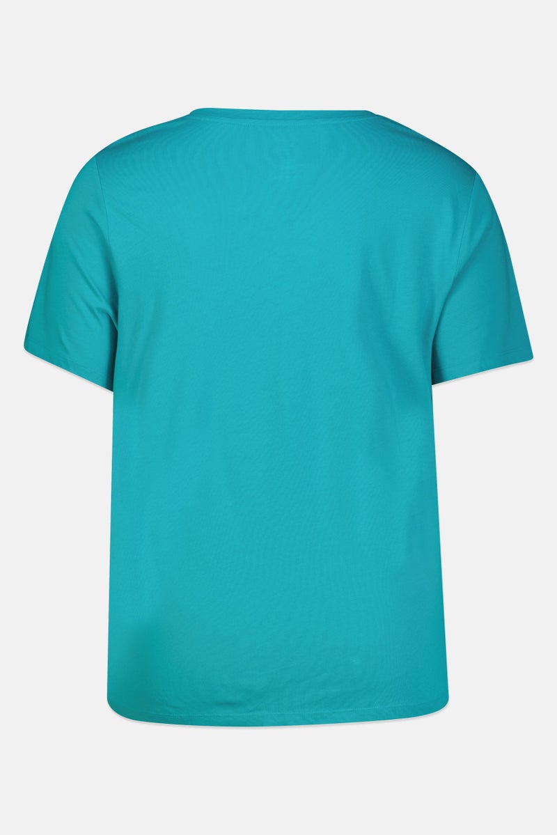 Member's Mark تي شيرت نسائي بأكمام قصيرة على شكل حرف V، أخضر فاتح - Image 3