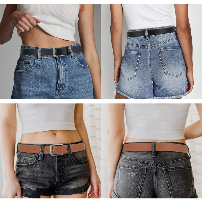 WHIPPY Women Casual Leather Belt for Jeans Pants, Fashion Ladies Waist Dress Belt (Fit Waist Size 31-36 Inches,Black) - Image 3