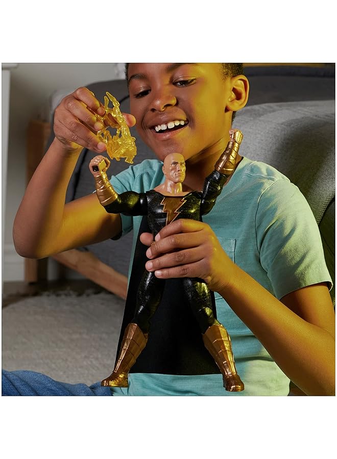 دي سي كوميكس لعبة باور بانش بلاك آدم المتحركة مقاس 12 بوصة مع أكثر من 20 عبارة وصوتًا تضيء مع ملحقين، لعبة بلاك آدم السينمائية القابلة للتحصيل للأطفال للأولاد والبنات من سن 3 سنوات فما فوق - Image 5