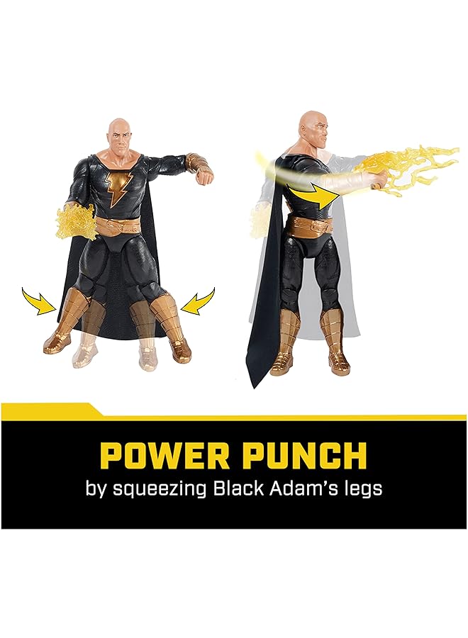 دي سي كوميكس لعبة باور بانش بلاك آدم المتحركة مقاس 12 بوصة مع أكثر من 20 عبارة وصوتًا تضيء مع ملحقين، لعبة بلاك آدم السينمائية القابلة للتحصيل للأطفال للأولاد والبنات من سن 3 سنوات فما فوق - Image 2