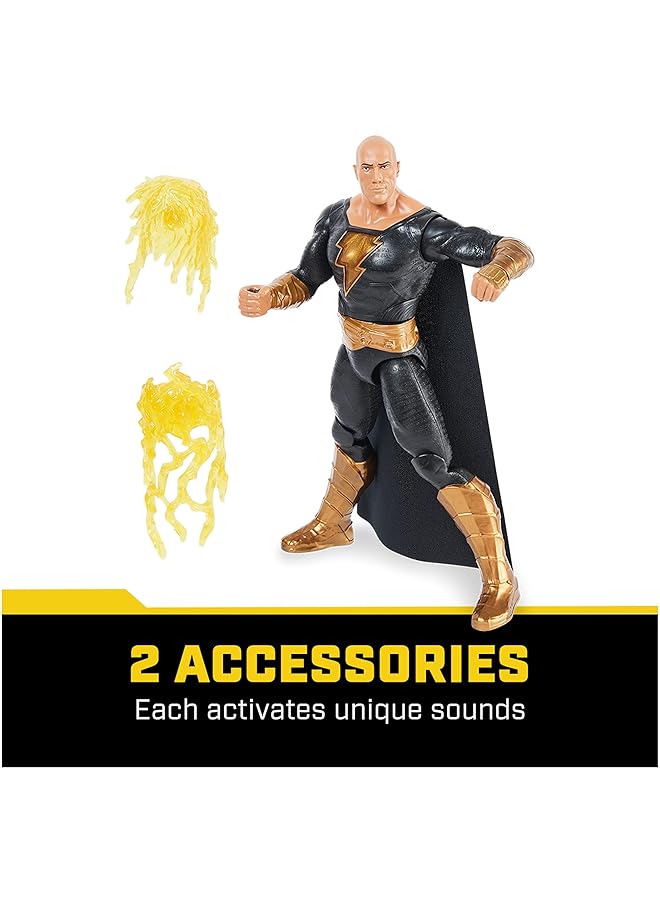 دي سي كوميكس لعبة باور بانش بلاك آدم المتحركة مقاس 12 بوصة مع أكثر من 20 عبارة وصوتًا تضيء مع ملحقين، لعبة بلاك آدم السينمائية القابلة للتحصيل للأطفال للأولاد والبنات من سن 3 سنوات فما فوق - Image 4
