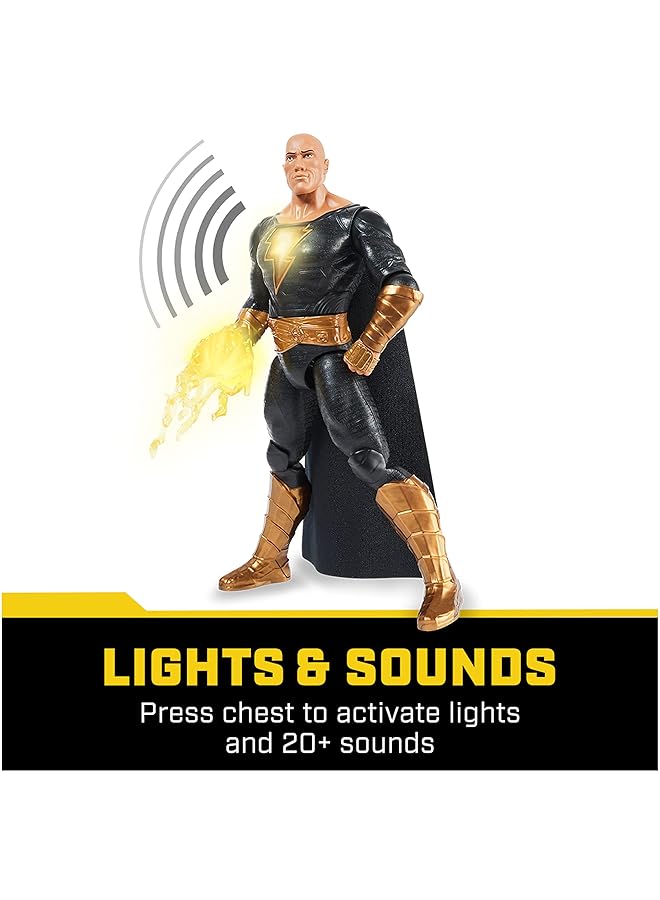 دي سي كوميكس لعبة باور بانش بلاك آدم المتحركة مقاس 12 بوصة مع أكثر من 20 عبارة وصوتًا تضيء مع ملحقين، لعبة بلاك آدم السينمائية القابلة للتحصيل للأطفال للأولاد والبنات من سن 3 سنوات فما فوق - Image 3