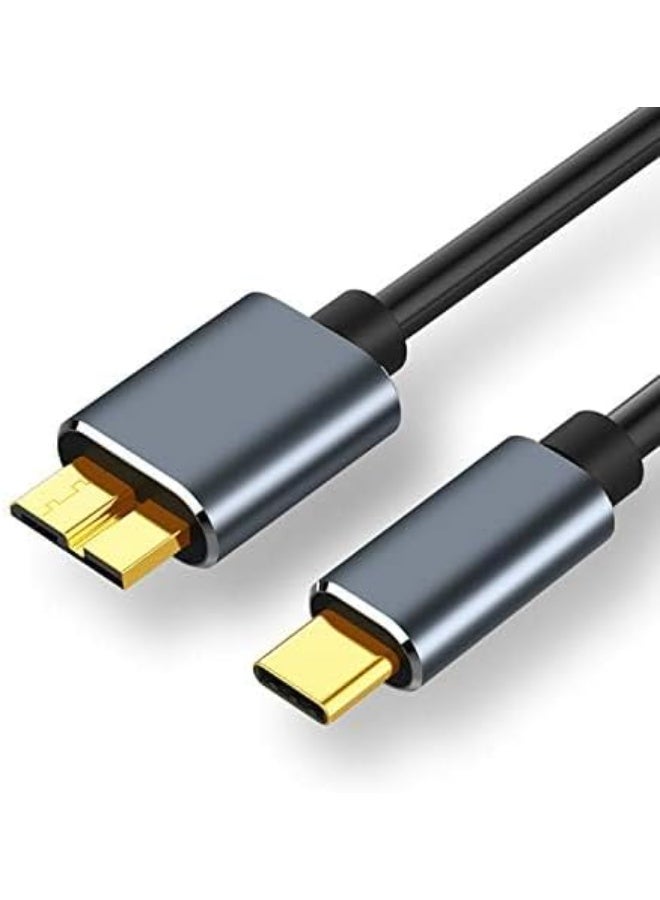 USB Micro B to USB Type C 5Gbps Fast Data Transfer Cable 3A Fast Charging Compatible with MacBook, iPad, Galaxy S24, Laptop, and External Hard Drive - Black Nylon Cable 1.5m/4.9ft - Image 1