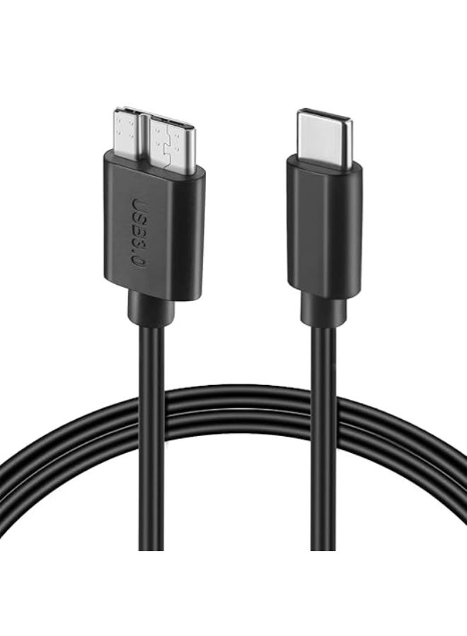 USB Micro B to USB Type C 5Gbps Fast Data Transfer Cable 3A Fast Charging Compatible with MacBook, iPad, Galaxy S24, Laptop, and External Hard Drive - Black Nylon Cable 1.5m/4.9ft - Image 3