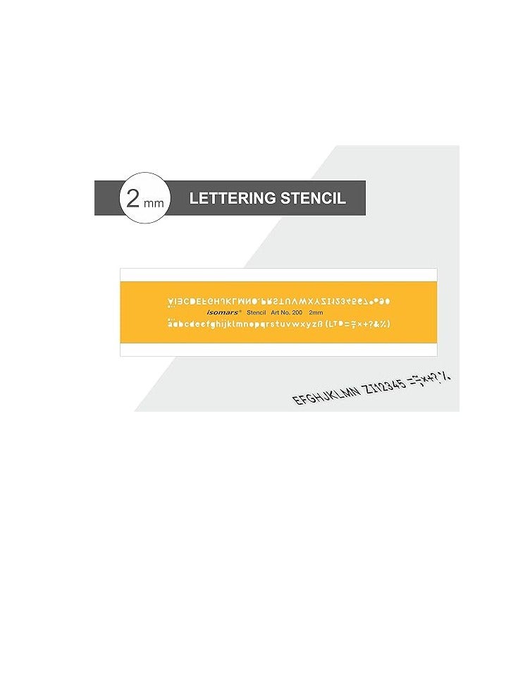 Isomars Lettering Guide Drawing Template Stencil, 2 mm Size - Image 2