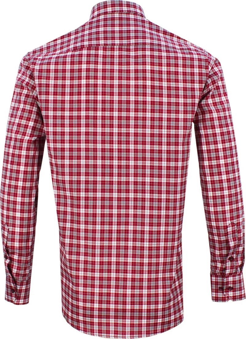 فاريتا Men's Red Classic Cut Double Pocket Long Sleeve Shirt M