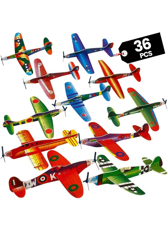 Bedwina Bedwina Glider Planes Bulk (36-Pack) 8-Inch Bomber Airplane Gliders for Kids, Foam Paper Airplane Construction Kits for Kids Party Favors, Birthdays, Goodie Bag Stuffers and Outdoor Flying Toy  - Image 1