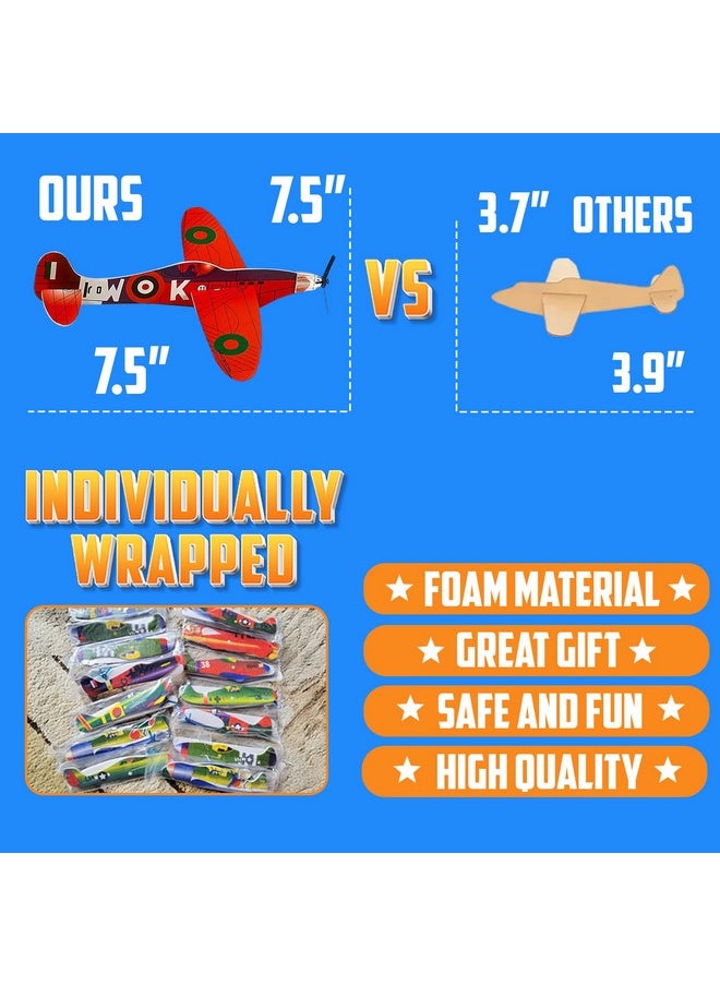 Bedwina Bedwina Glider Planes Bulk (36-Pack) 8-Inch Bomber Airplane Gliders for Kids, Foam Paper Airplane Construction Kits for Kids Party Favors, Birthdays, Goodie Bag Stuffers and Outdoor Flying Toy  - Image 3