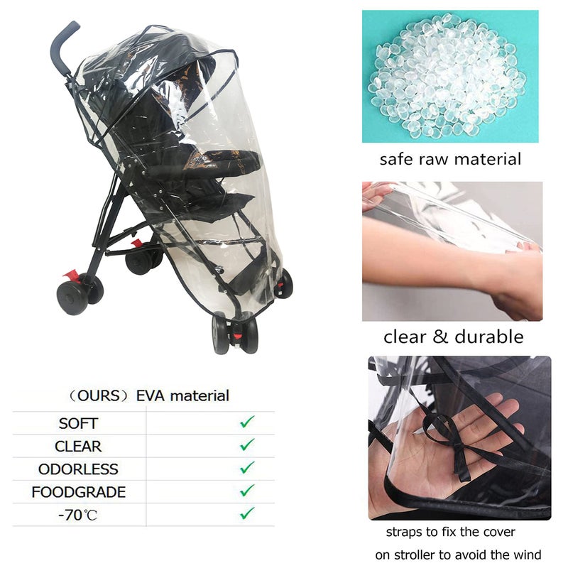 LLUFO Stroller Rain Cover Baby Stroller Cover for Toddler Umbrella Stroller,Lightweight Travel Stroller,Windproof Waterproof Weather Shield,Compact Stroller Accessories EVA Material Odourless - Image 4