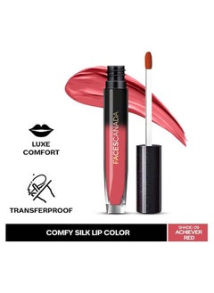 Faces Canada FACES CANADA Comfy Silk Liquid Lipstick Infused With Nourishing Mulberry Oil & Shea Butter, Longwear Transfer Proof Highly Pigmented Lip Color With Smooth Texture, Satin Matte Finish - Achiever Red 09  - Image 2