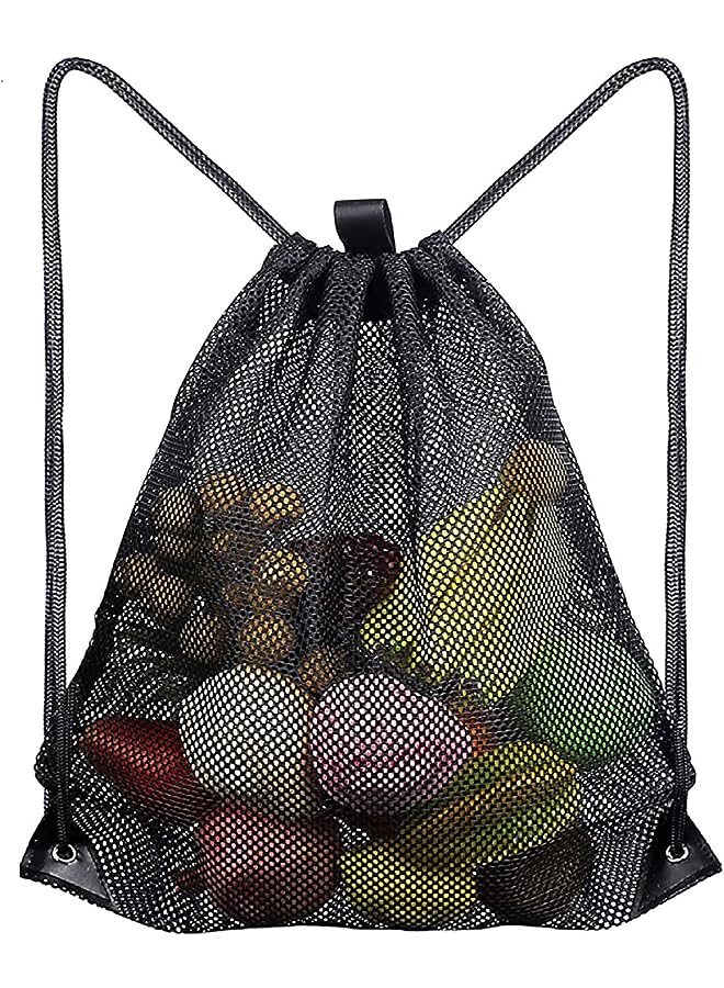 Raxoom Mesh Drawstring Bag with Zipper Pocket Beach Bag for Swimming Gear Backpack Reflective Large Bag Fins for Adults Boys Girls Sports Football Soccer Kickboard Washable Foldable Bag - Image 1