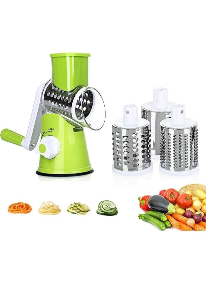 4 Pcs Vegetable Slicer 3 In 1 Handheld Spiral Rotary Drum Slicer For Vegetable Fruit Cheese Nut