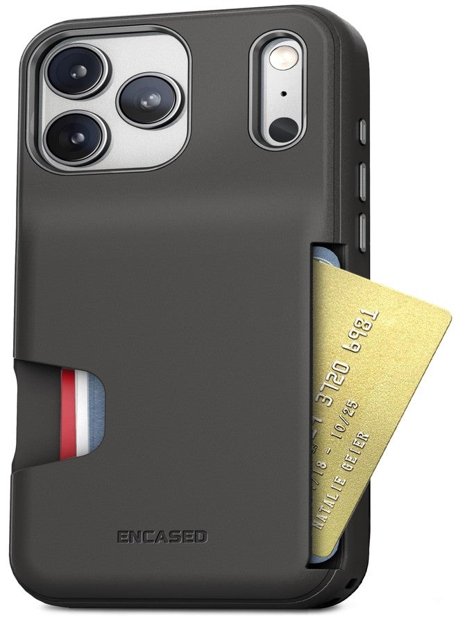 إنكاسد جراب محفظة ENCASED® لهاتف iPhone 17 Pro مع فتحة مدمجة لحامل البطاقات (أسود مطفي) - Image 1