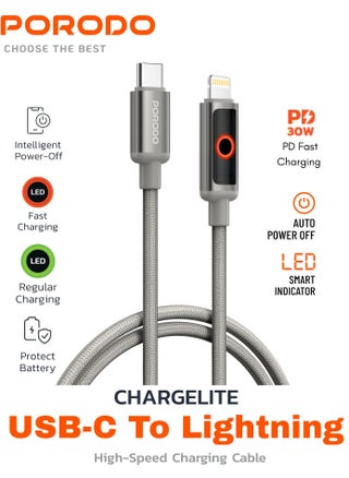 Grey - Type-C to Lightning ChargeLite