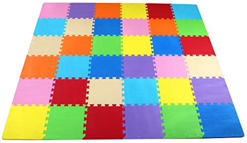 BalanceFrom 36Pack 12x12 Inches EVA Interlocking Foam Play Tile Mat Multicolored 04Inch Thick NonSlip Puzzle Flooring for 36 Square Feet in Playroom Nursery or Playpen at Home - Image 1