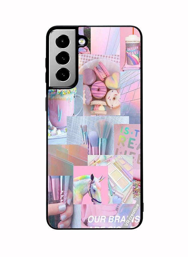 VR CREATIVE Protective Case Cover For Samsung Galaxy S21 FE 5G Pink Design College Design Multicolour - Image 1