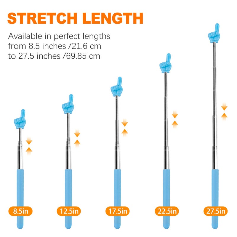 CoguZed 3 Pack Retractable Pointer Stick for Classroom, Extendable Pointing Stick, Ideal for Teachers, Kids Reading, Telescoping Hand Pointer in Blue, Pink, Green - Image 2